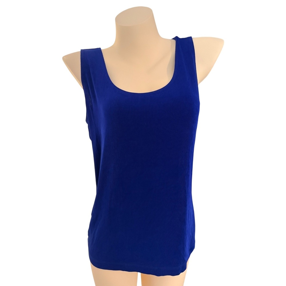 Chico's Travelers Blue Tank Top 2 Medium Large Sleeveless Stretchy Soft Colorful